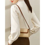 puff sleeve knit sweater with love brooch, view 5 - MRSLM