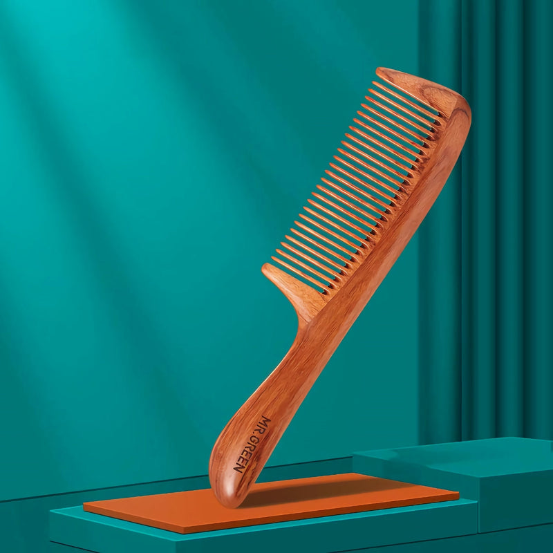natural wooden fine tooth comb, view 3 - MRSLM