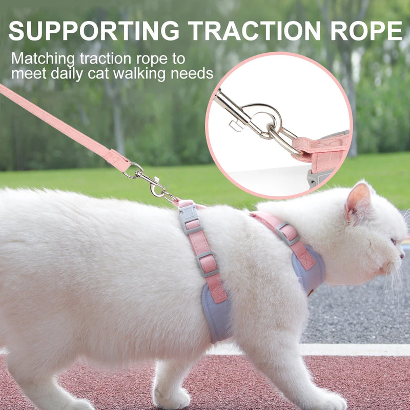 nylon mesh dog and cat harness leash set, view 7 - MRSLM