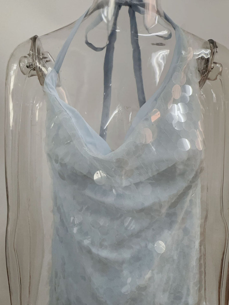 slim fit sequin dress, view 6 - MRSLM