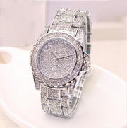 simple stone-accent steel band ladies watch - MRSLM