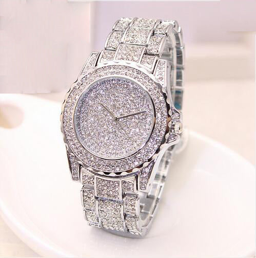 simple stone-accent steel band ladies watch - MRSLM