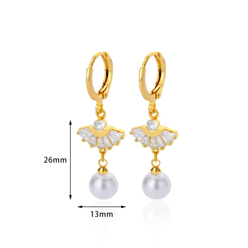 butterfly imitation pearl dangle earrings, view 5 - MRSLM