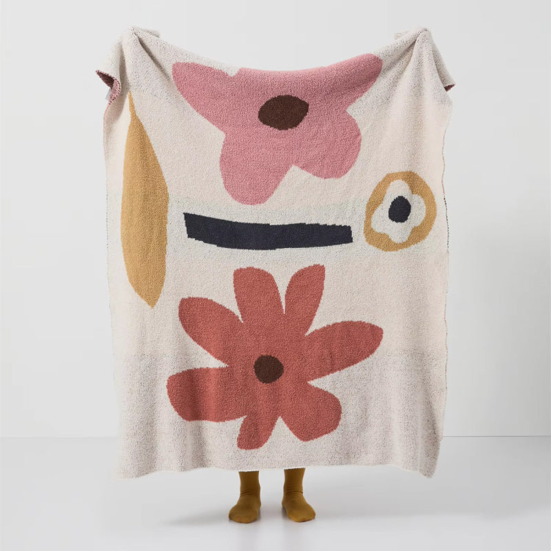 bohemian flower knitted throw blanket, view 2 - MRSLM