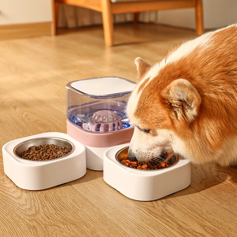 large capacity dog bowl with water dispenser, view 3 - MRSLM
