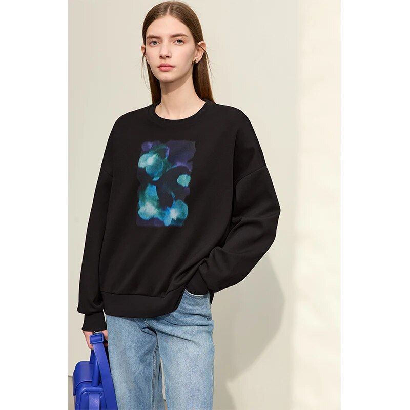 Women's abstract print loose sweatshirt, view 6 - MRSLM
