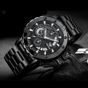 men's heavy steel band luminous quartz watch - MRSLM