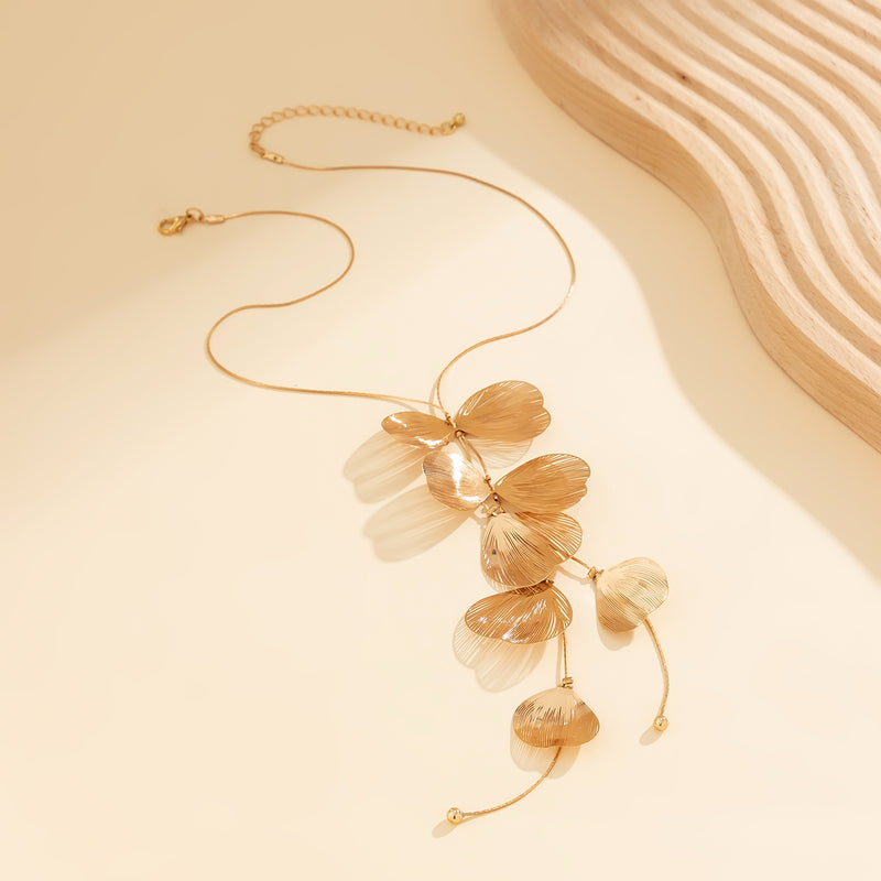 flower petal pendant choker necklace, view 5 - MRSLM