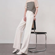 high waist wide leg white denim pants - MRSLM