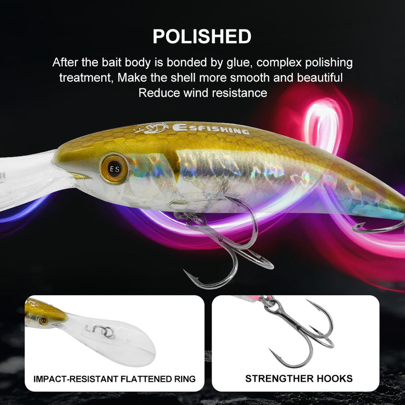 floating hard bait fishing lure, view 4 - MRSLM