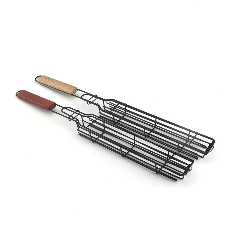 BBQ grill cage with wooden handle, view 10 - MRSLM