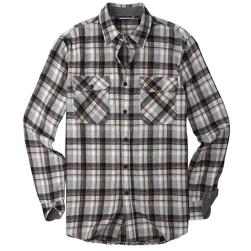 Men's brushed flannel plaid shirt, view 3 - MRSLM