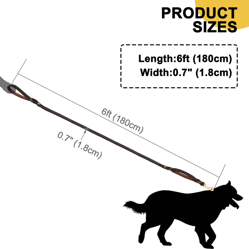 6ft genuine leather dog leash, view 7 - MRSLM
