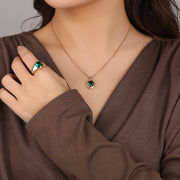 retro silver gem pendant necklace - MRSLM