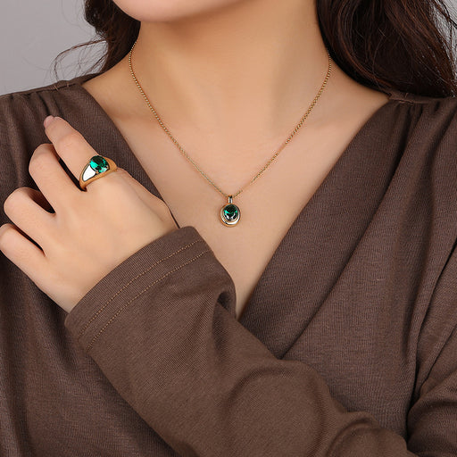 retro silver gem pendant necklace - MRSLM