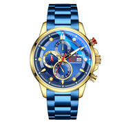 men's solid steel band quartz watch, view 5 - MRSLM