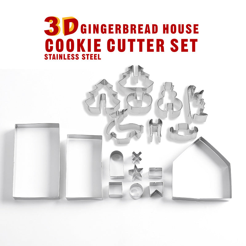 Christmas gingerbread house cookie cutter set, view 9 - MRSLM