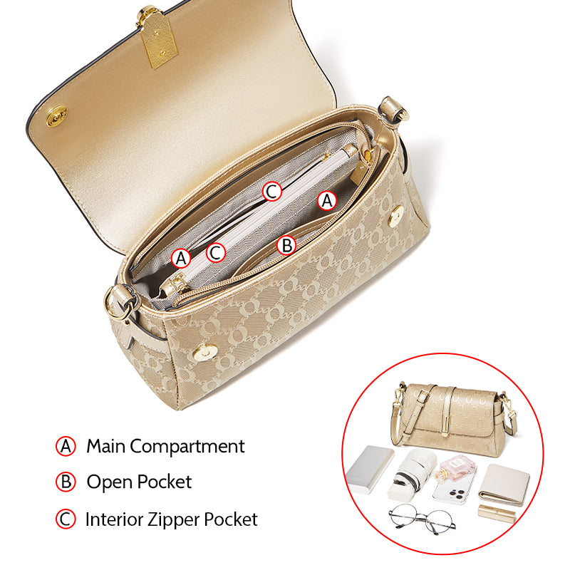 gold crossbody shoulder bag, view 5 - MRSLM