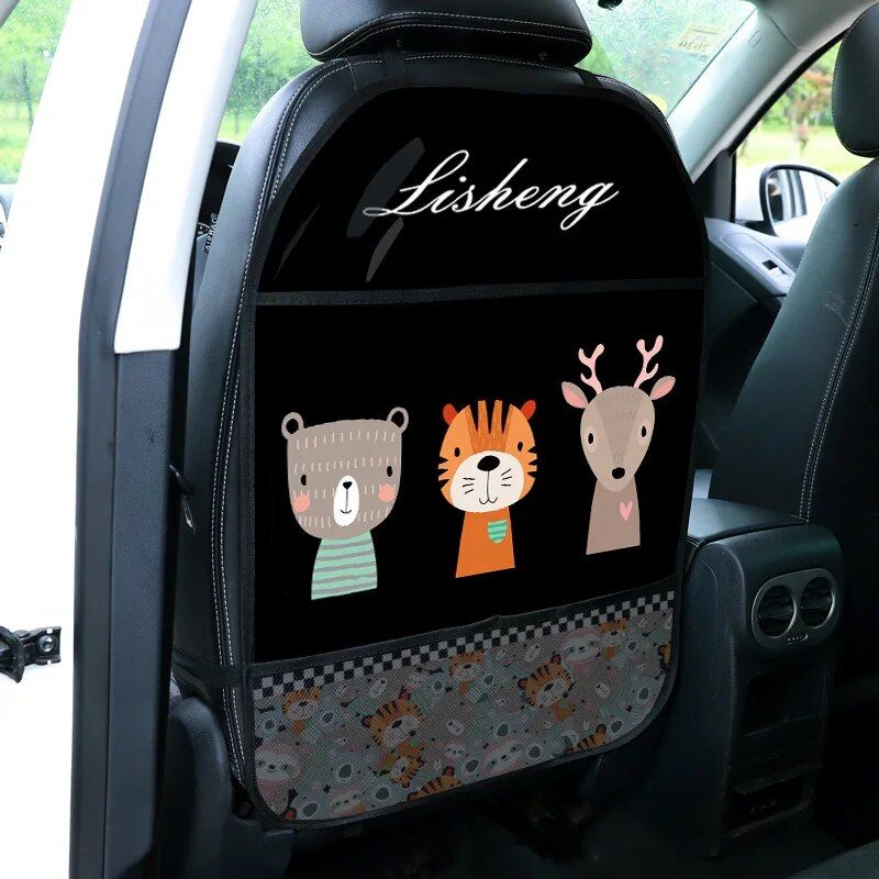 kids car seat protector with pockets, view 2 - MRSLM