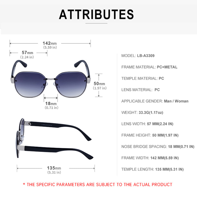 oversized rimless round sunglasses, view 11 - MRSLM