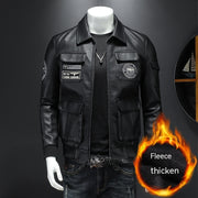 men's slim fit PU leather coat, view 8 - MRSLM