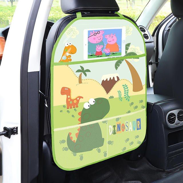 cartoon car seat back protector with storage organizer, view 12 - MRSLM