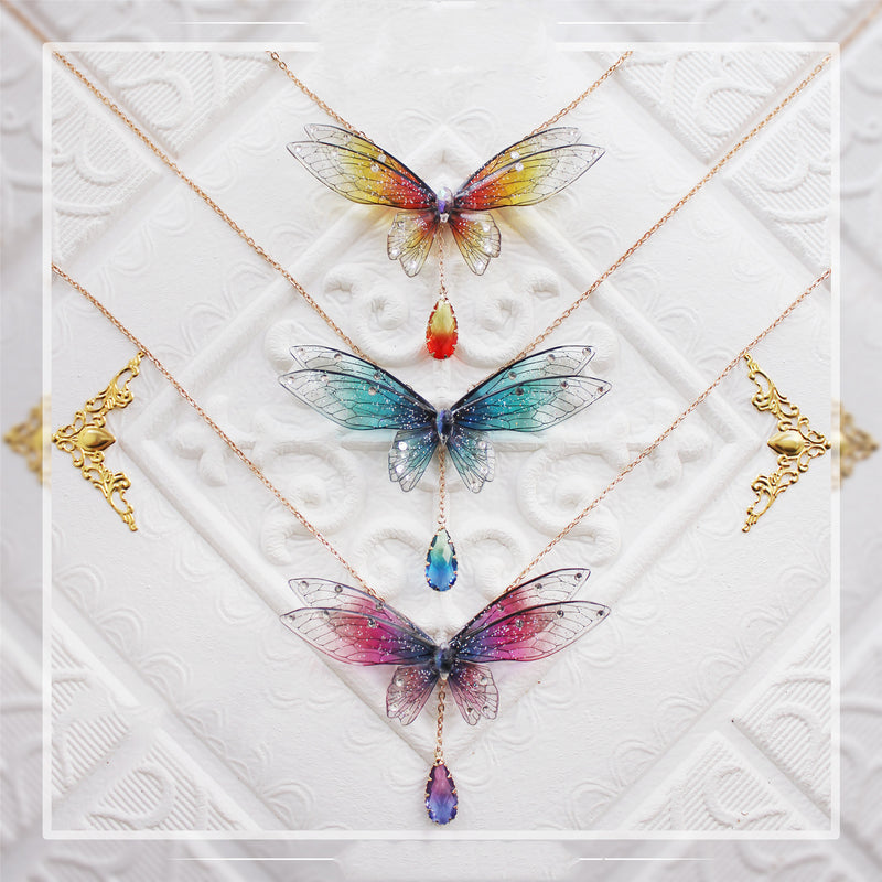 fairy ombre wings necklace, view 5 - MRSLM