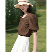 french vintage square neck blouse, view 6 - MRSLM