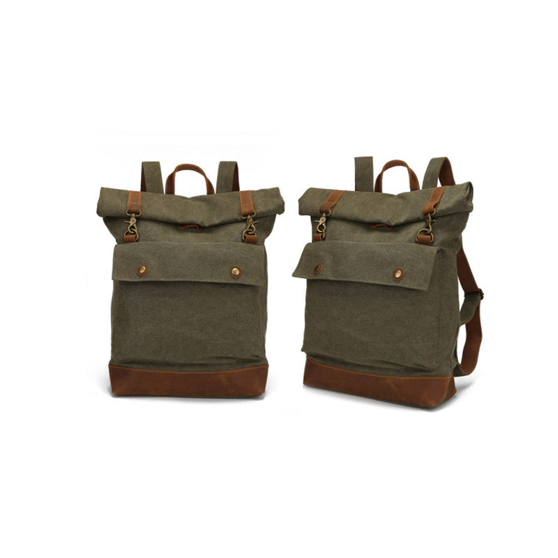 roll top canvas backpack, view 6 - MRSLM