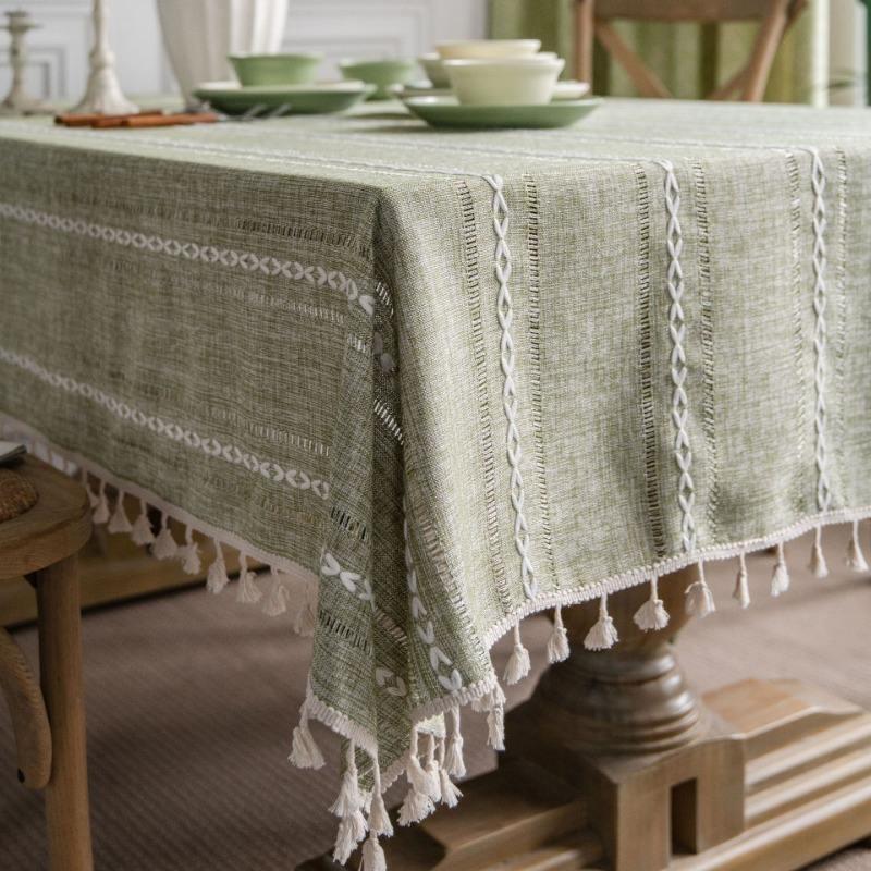 green hollowed out american style tablecloth - MRSLM