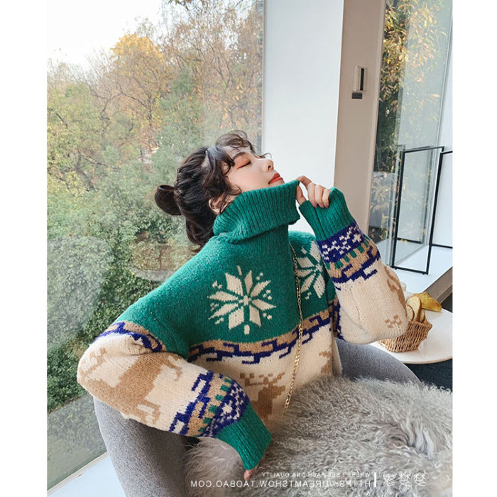 Women's oversized Christmas turtleneck sweater, view 9 - MRSLM