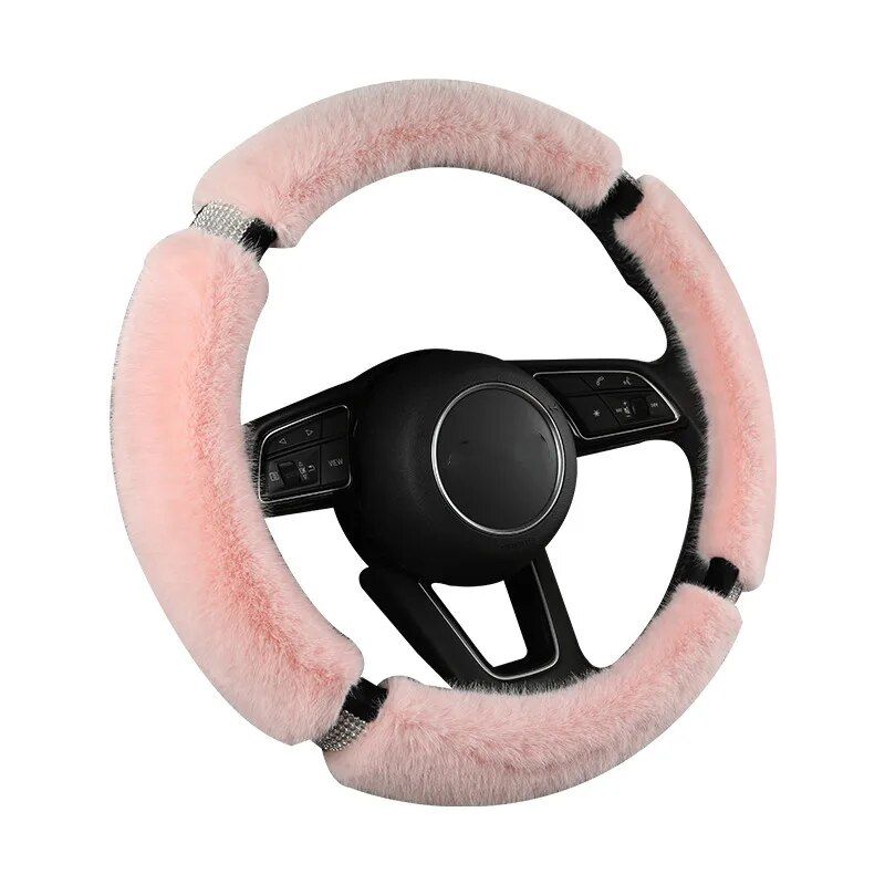 suede fur diamond steering wheel cover, view 10 - MRSLM
