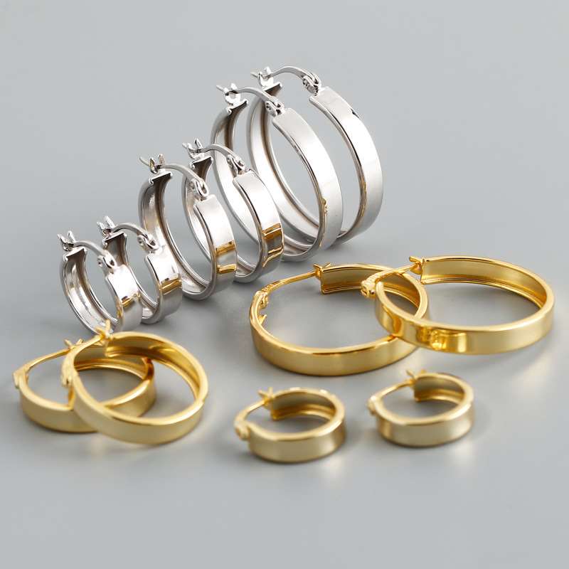 women's wide flat round hoop earrings, view 8 - MRSLM