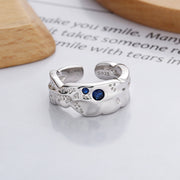 sterling silver lava texture blue zircon ring, view 6 - MRSLM