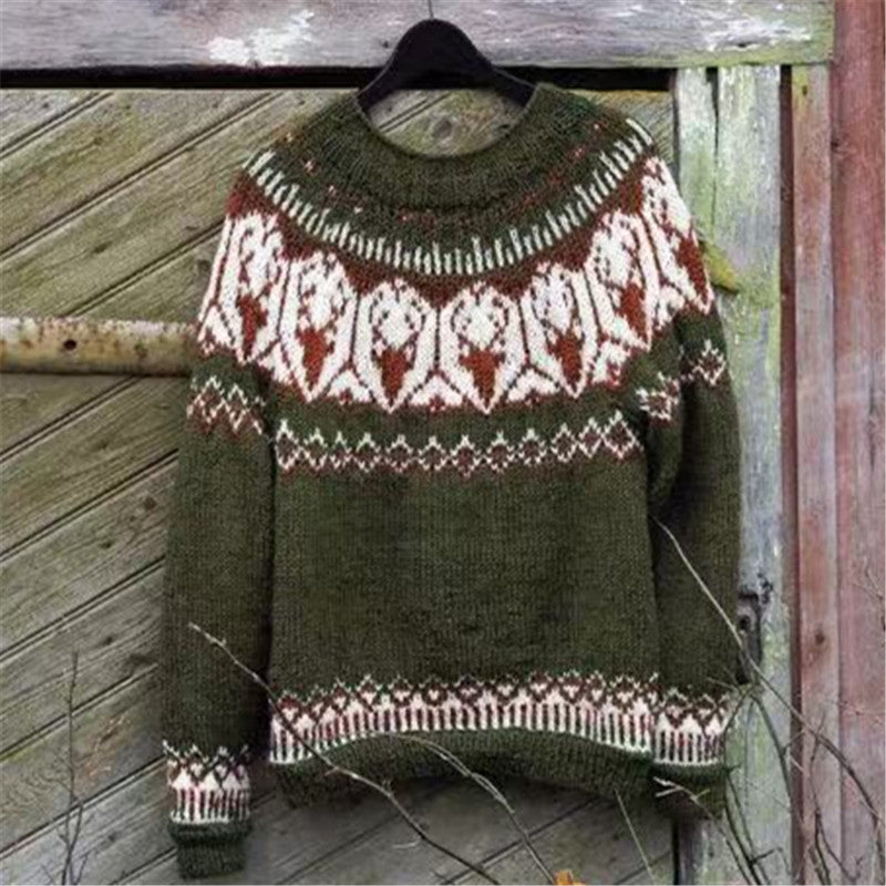 women's round neck loose pullover sweater, view 18 - MRSLM