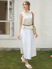 back cross linen top, view 6 - MRSLM