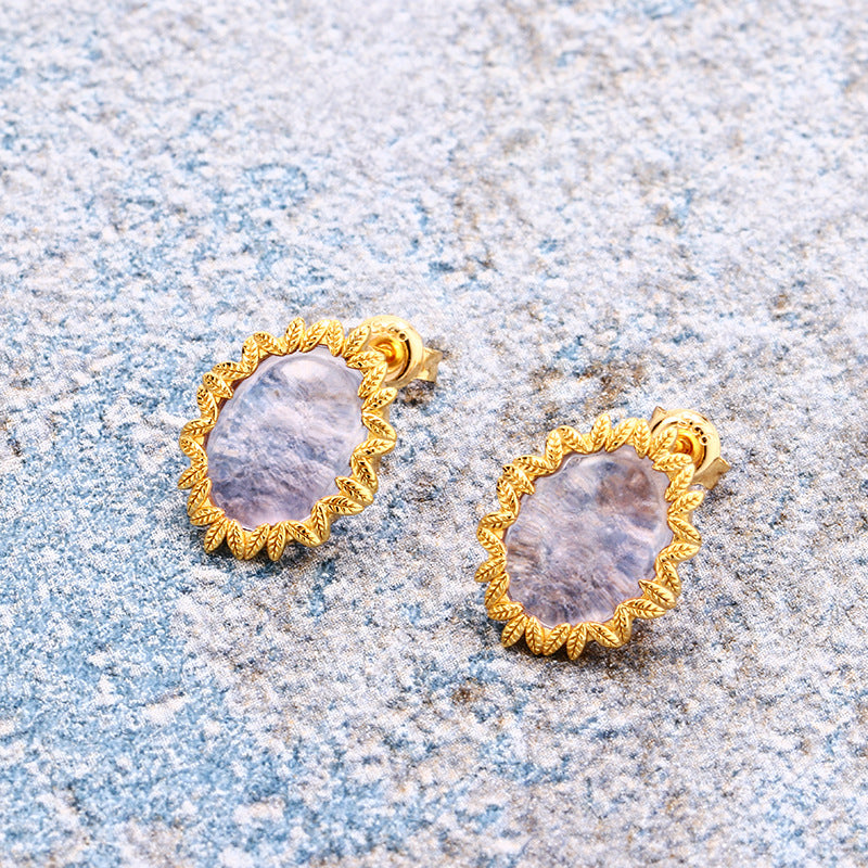 vintage chamomile topaz stud earrings, view 5 - MRSLM