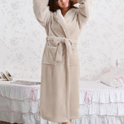 Women's long plush flannel bathrobe, view 9 - MRSLM