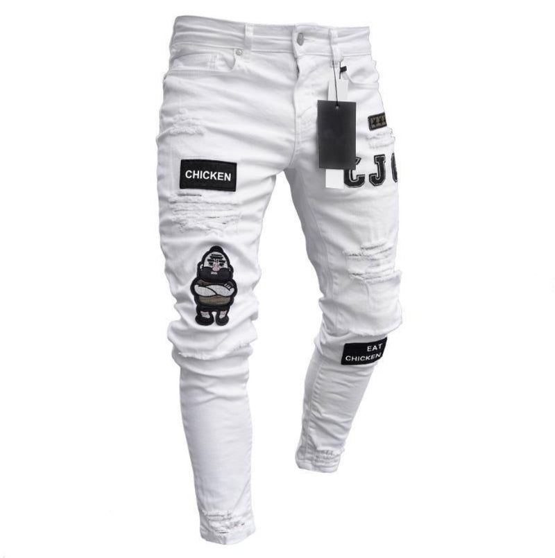 men's ripped knee ankle jeans, view 8 - MRSLM