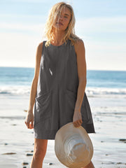 Women's sleeveless shorts jumpsuit with pockets, view 14 - MRSLM