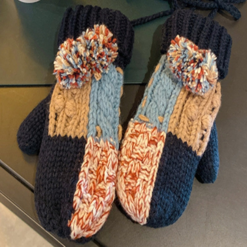 women's thick fleece knitted mittens, view 6 - MRSLM
