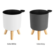 Modern self-watering planter with wooden stand, view 8 - MRSLM