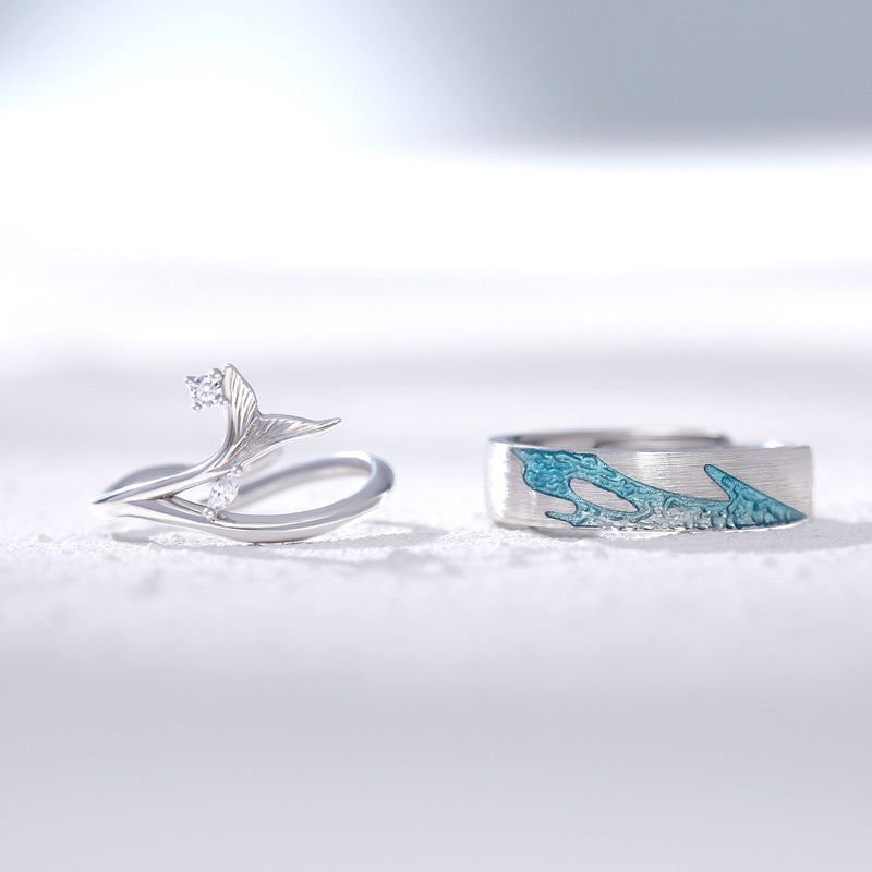 sterling silver star sea couple ring, view 8 - MRSLM