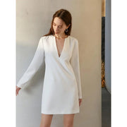 elegant notch neck tunic dress, view 6 - MRSLM