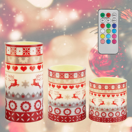 Christmas flameless LED pillar candles set of 3 - MRSLM