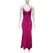 women's red lace backless dress, view 5 - MRSLM