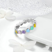 rainbow heart ring and earring set, view 6 - MRSLM