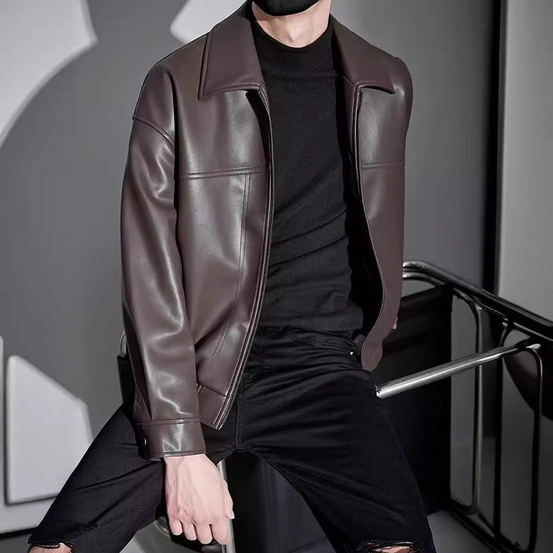 men's hooded motorcycle leather jacket - MRSLM