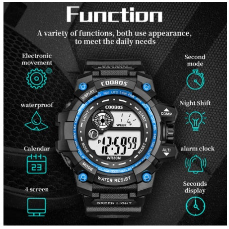 Sports electronic luminous watch, view 4 - MRSLM