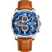 men's vintage leather strap quartz watch, view 4 - MRSLM